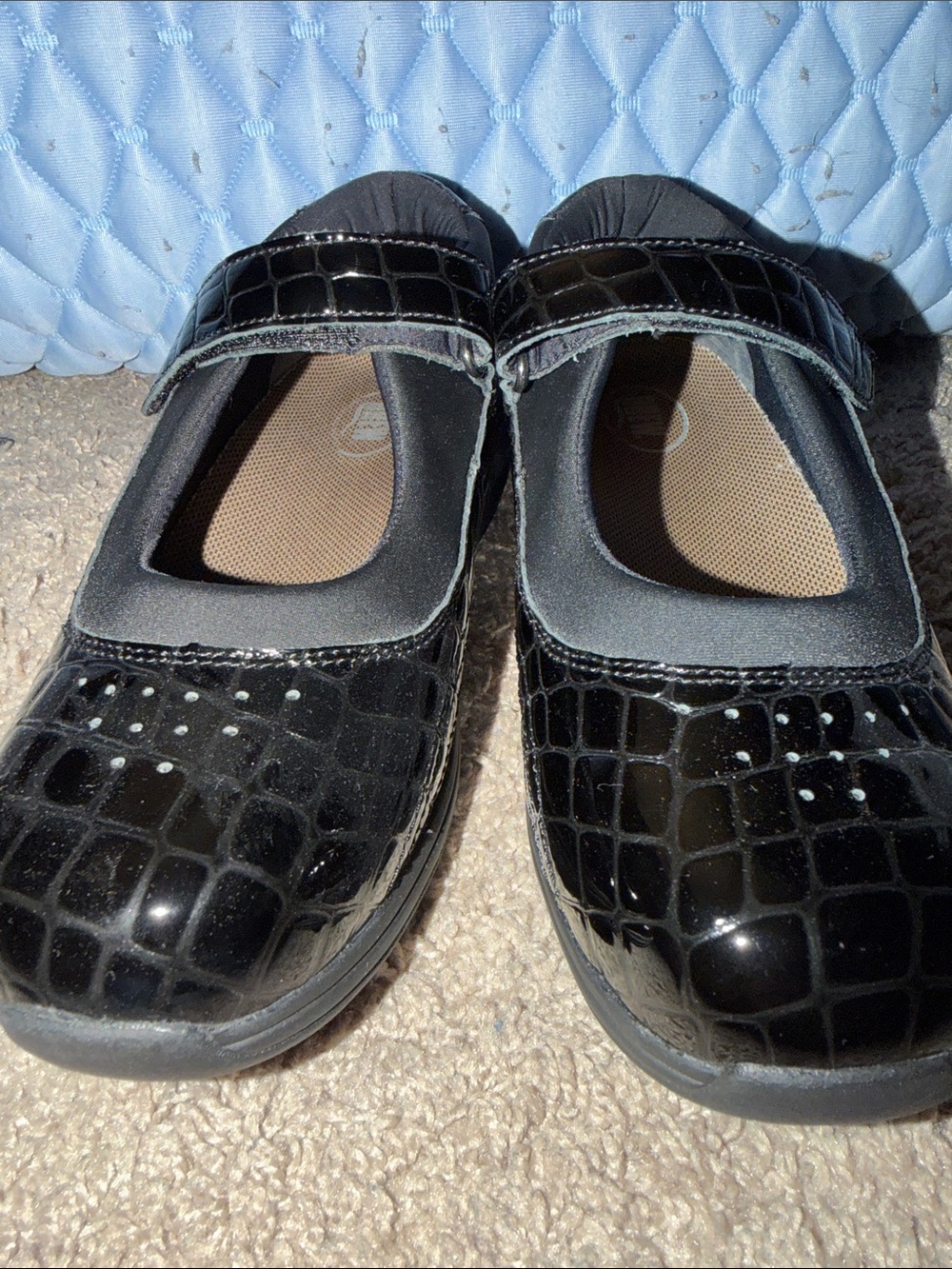 Black Drew Rose Croc-Embossed Mary Jane Flats - Size 7.5WW